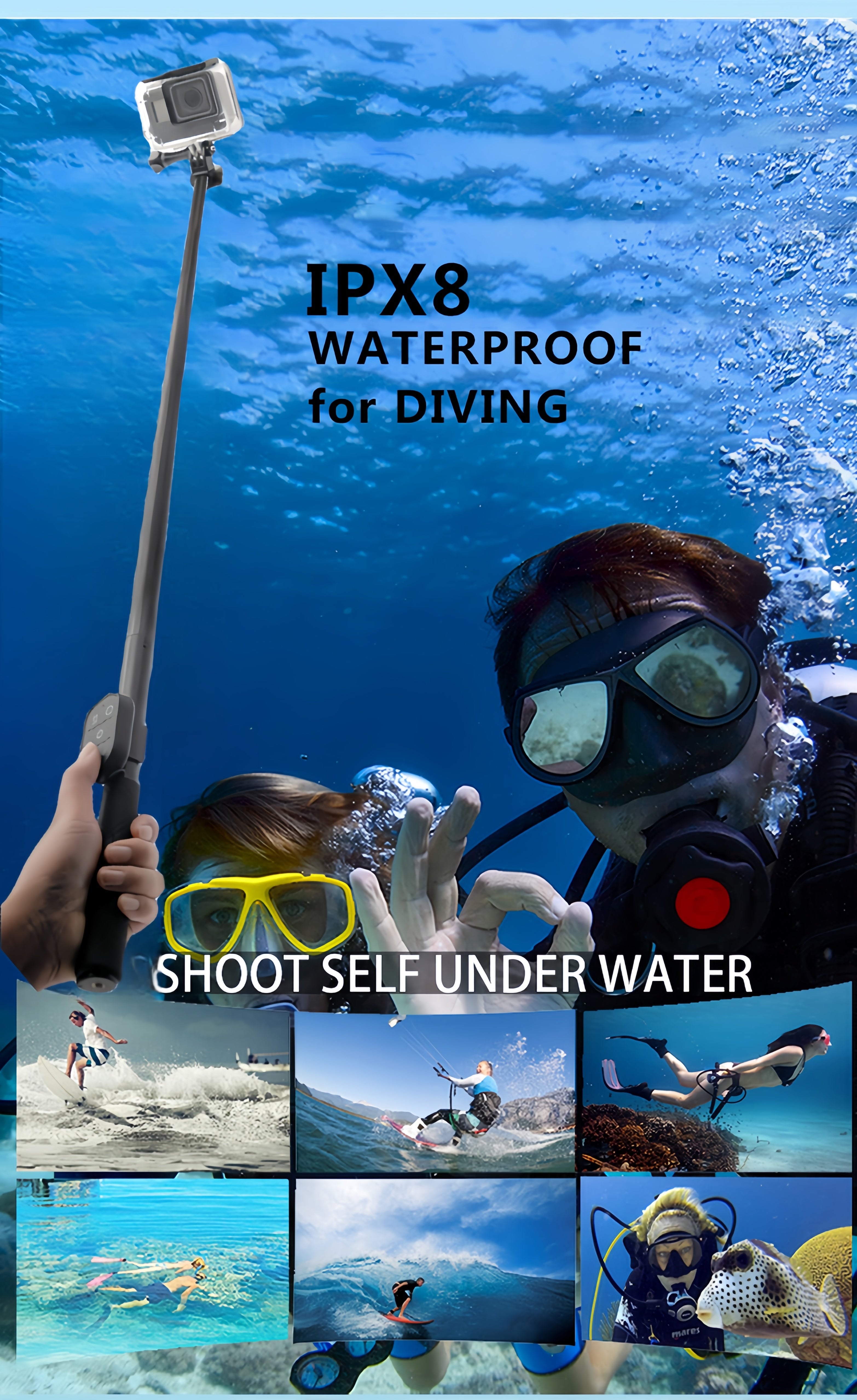Tayogo Diving Selfie Stick, Bluetooth Remote Control Underwater,Compatible with GoPro Hero -T05