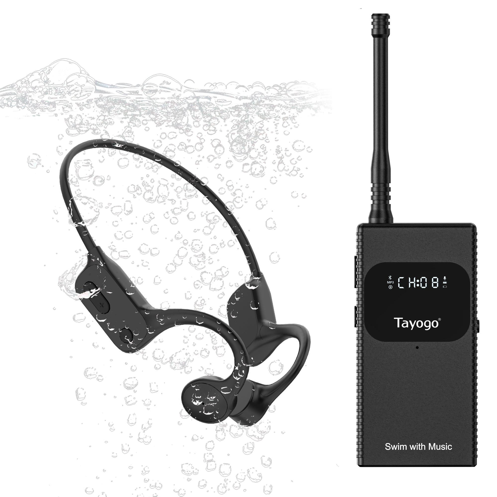 Stream Music Combo - T6 Transmitter + W25 Bone Conduction Waterproof Headphones
