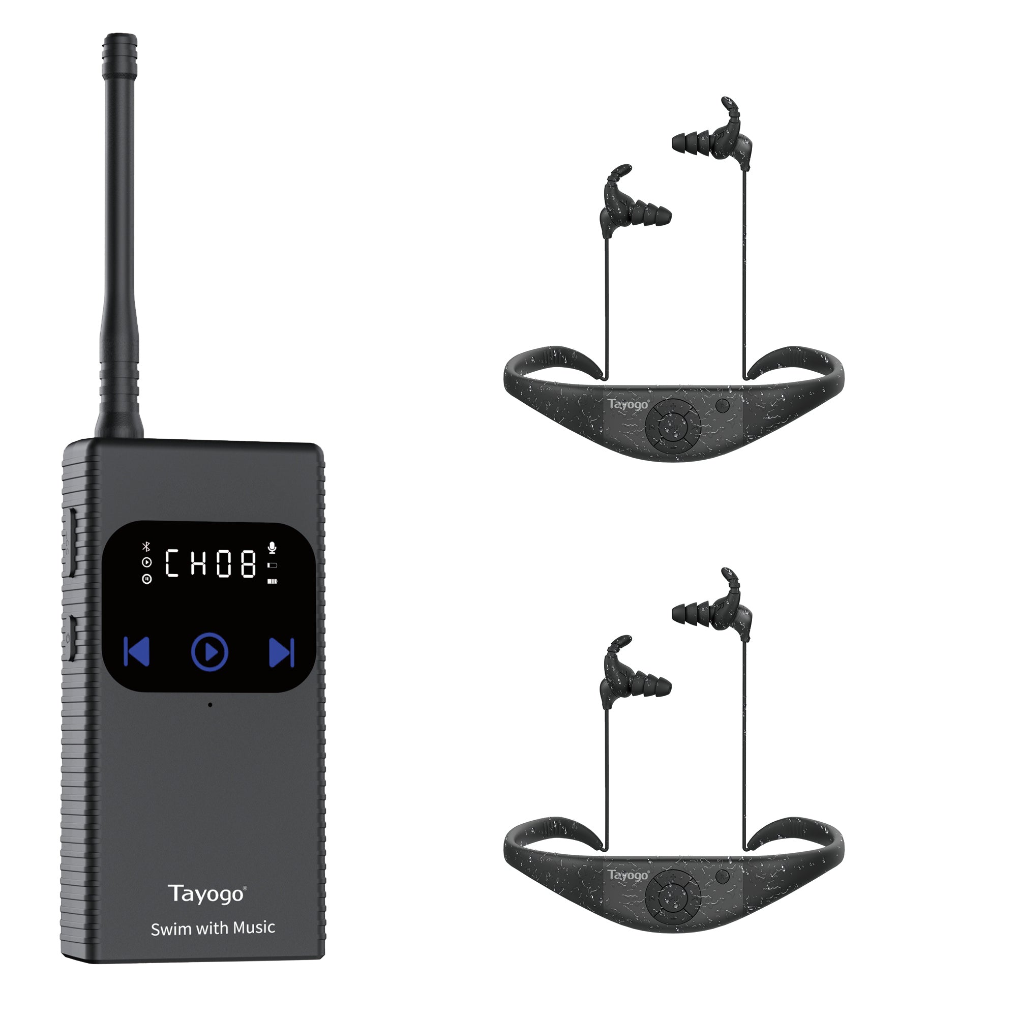 Stream Music Combo - Tayogo T6+W18 Swim Music Combo – Waterproof Swimming MP3 Player + Bluetooth Transmitter | No Need to Download Music, Support Spotify, Swim with Your Stream APP
