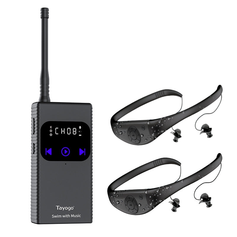 Stream Music Combo - Wireless Transmitter + Waterproof In-Ear Headphones 8GB Memory Mp3 Player & Receiver