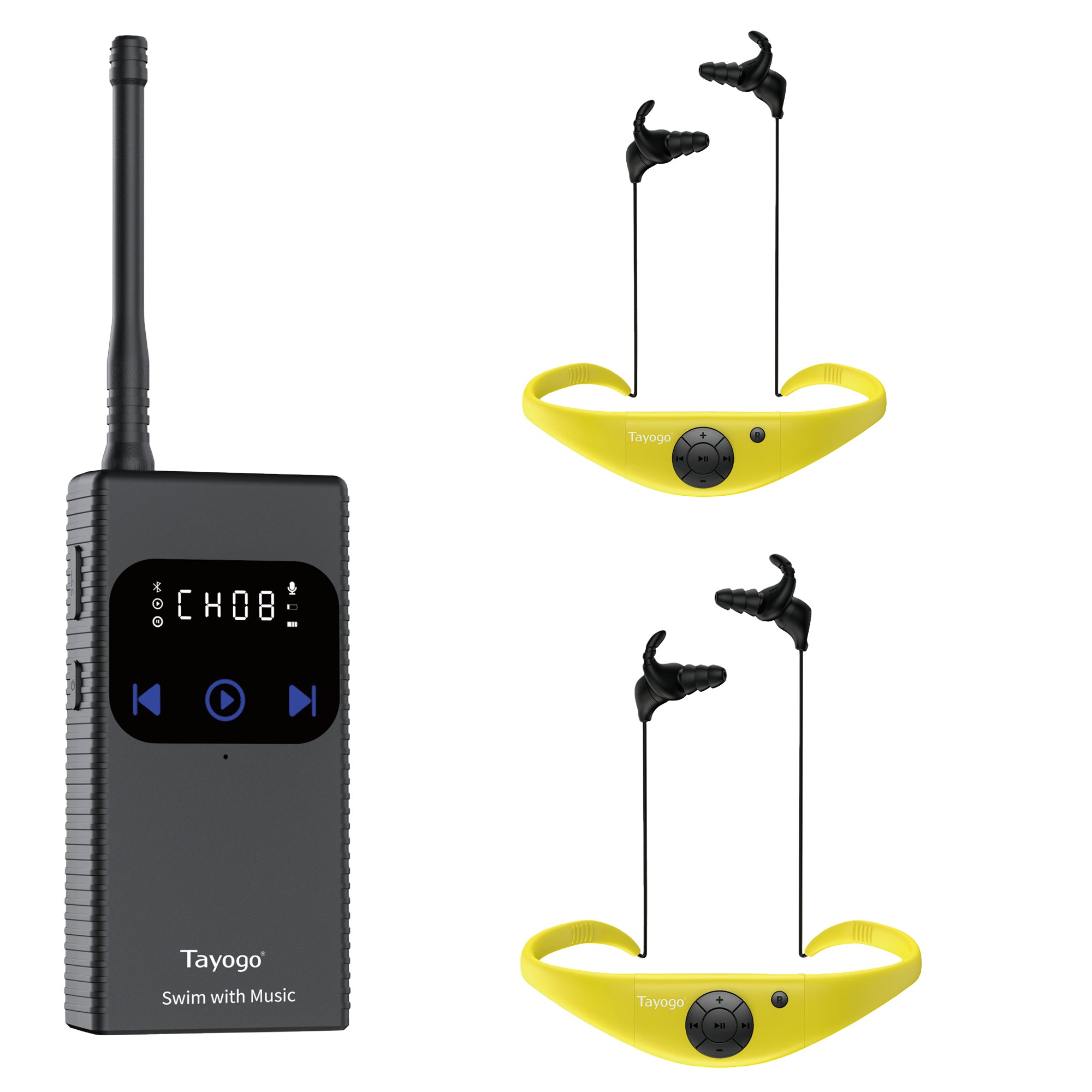 Stream Music Combo - Tayogo T6+W18 Swim Music Combo – Waterproof Swimming MP3 Player + Bluetooth Transmitter | No Need to Download Music, Support Spotify, Swim with Your Stream APP