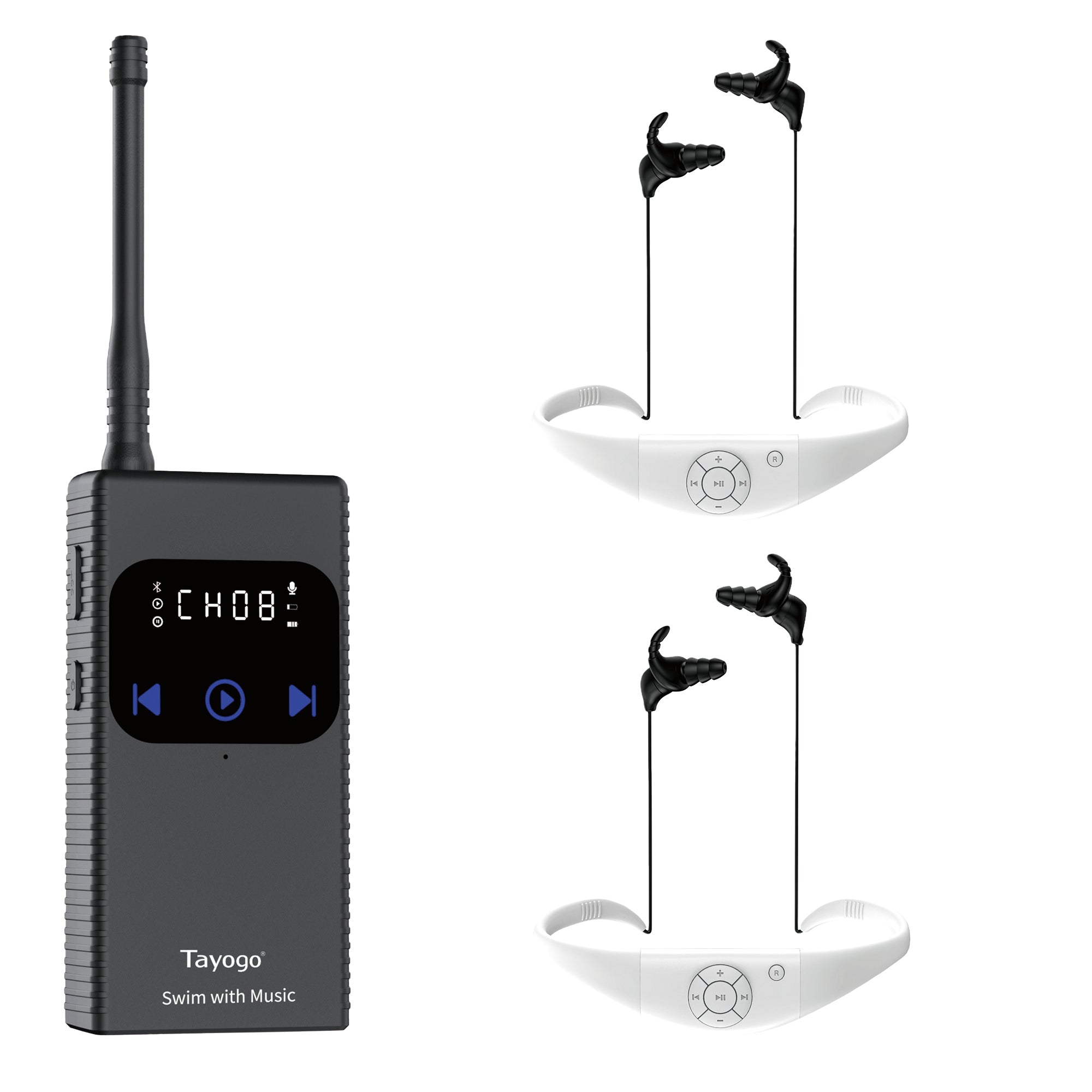 Stream Music Combo - Tayogo T6+W18 Swim Music Combo – Waterproof Swimming MP3 Player + Bluetooth Transmitter | No Need to Download Music, Support Spotify, Swim with Your Stream APP