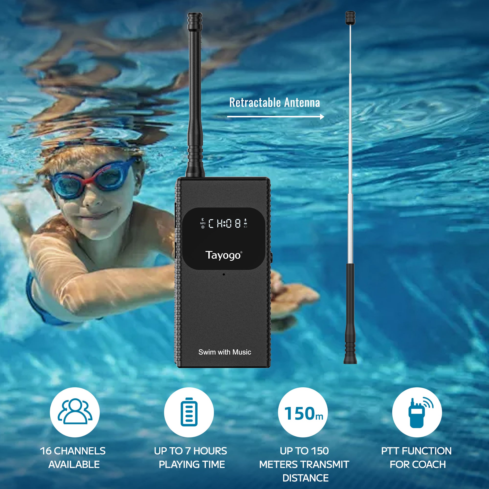 Stream Music Combo - T6 Transmitter + W25 Bone Conduction Waterproof Headphones