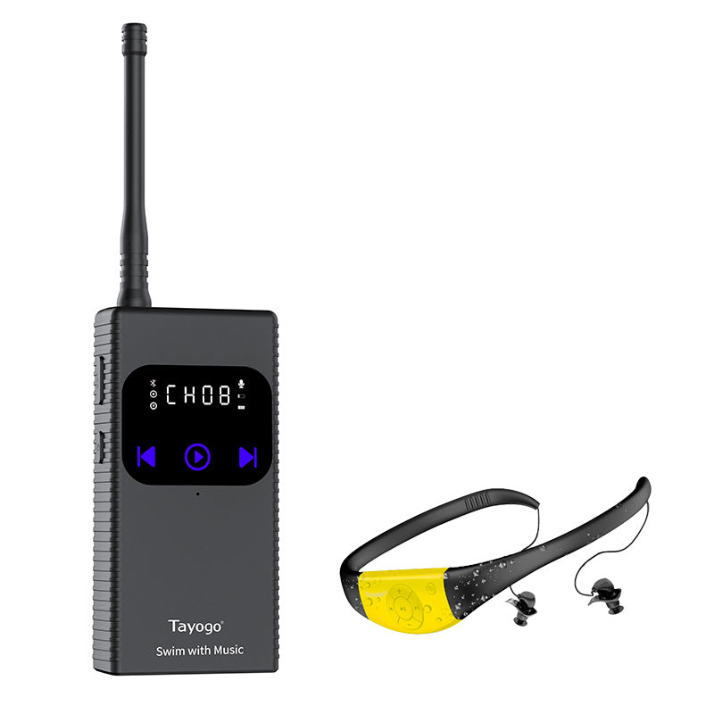 Stream Music Combo - Wireless Transmitter + Waterproof In-Ear Headphones 8GB Memory Mp3 Player & Receiver