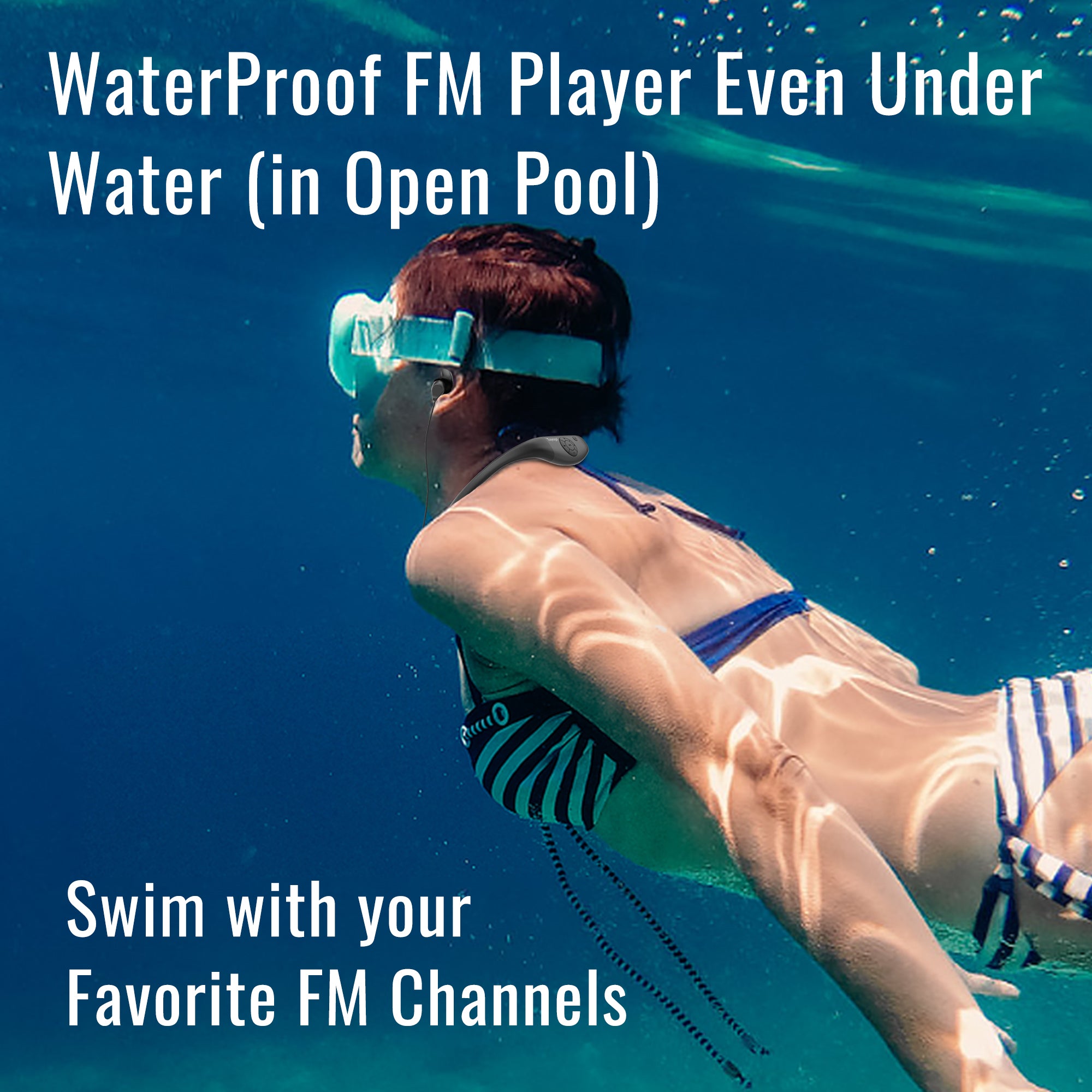 Tayogo AquaSound Pro-W18 Waterproof Swimming Headphones with 32GB Mp3 Playing, Bluetooth, FM, Receiving