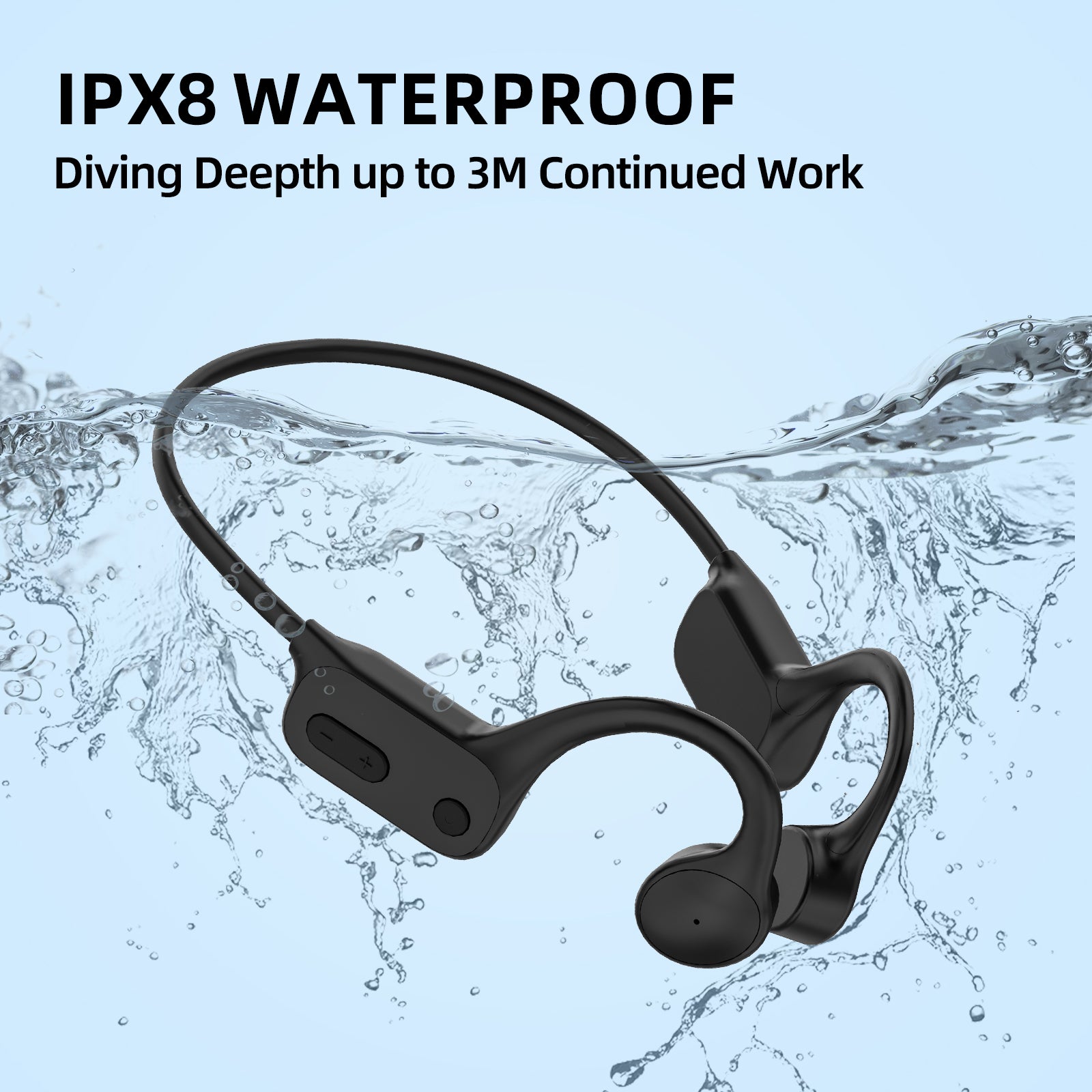 Waterproof W25 Bone Conduction Headphone Bluetooth+Receiver Sport Version
