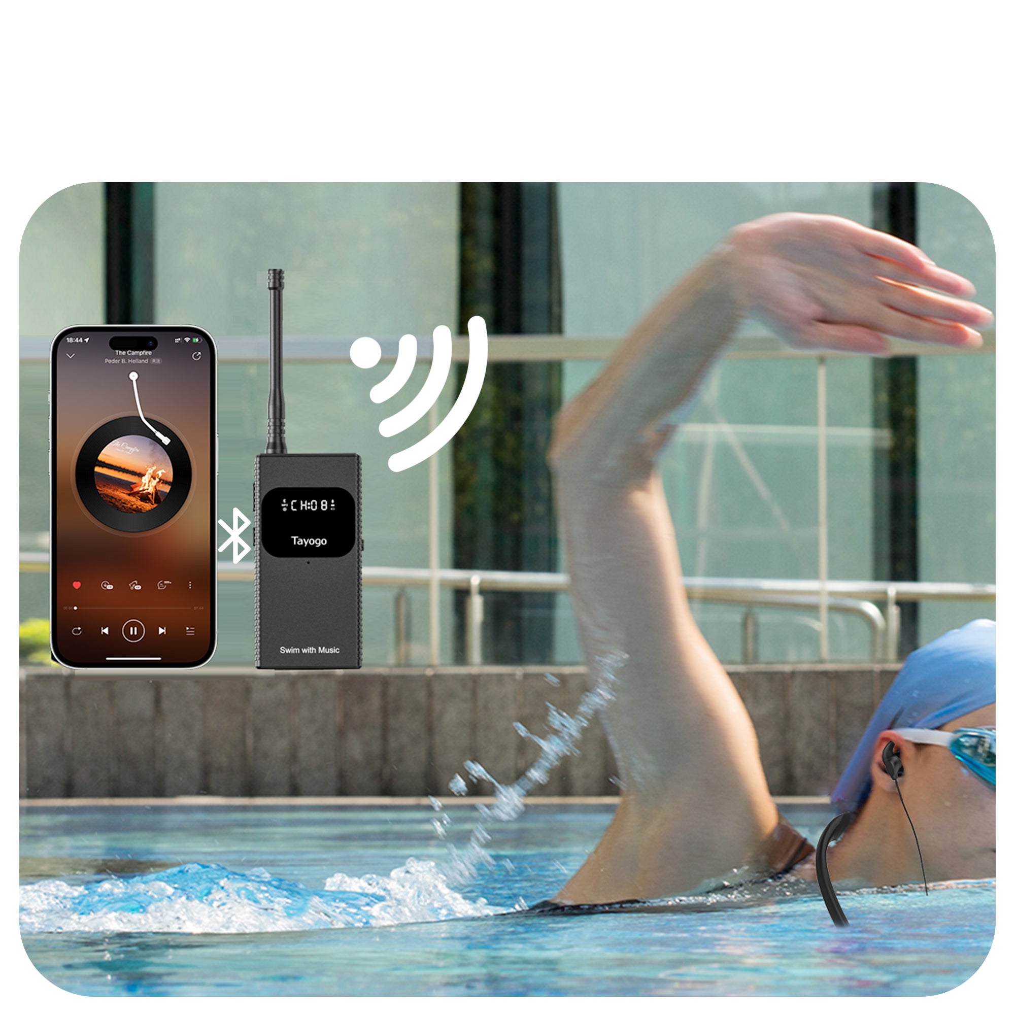 Stream Music Combo - T6 Transmitter + W18 Aquasound Pro Swimming Headphones