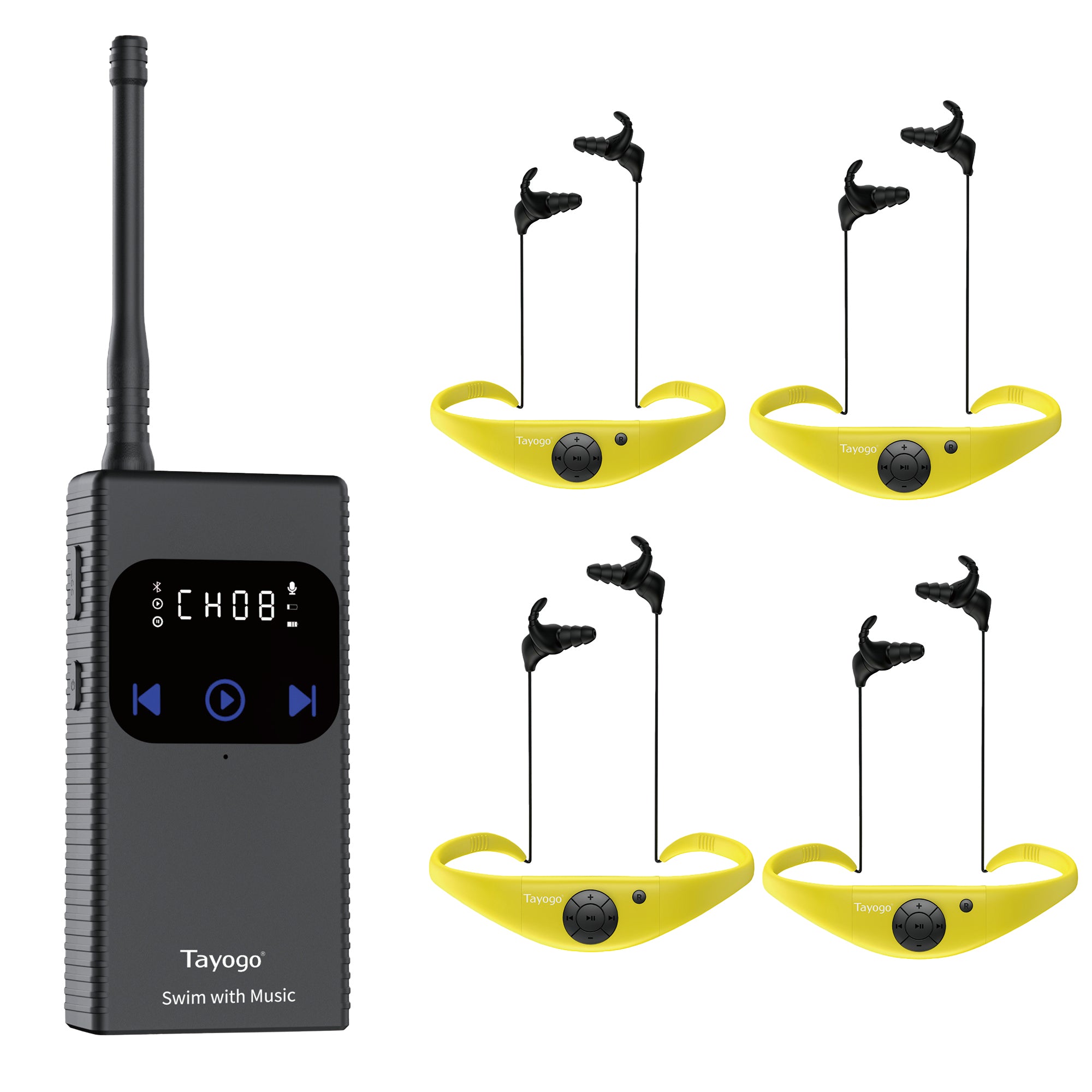 Stream Music Combo - Tayogo T6+W18 Swim Music Combo – Waterproof Swimming MP3 Player + Bluetooth Transmitter | No Need to Download Music, Support Spotify, Swim with Your Stream APP