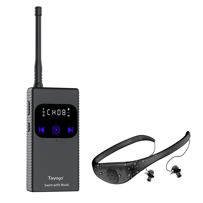 Stream Music Combo - Wireless Transmitter + Waterproof In-Ear Headphones 8GB Memory Mp3 Player & Receiver