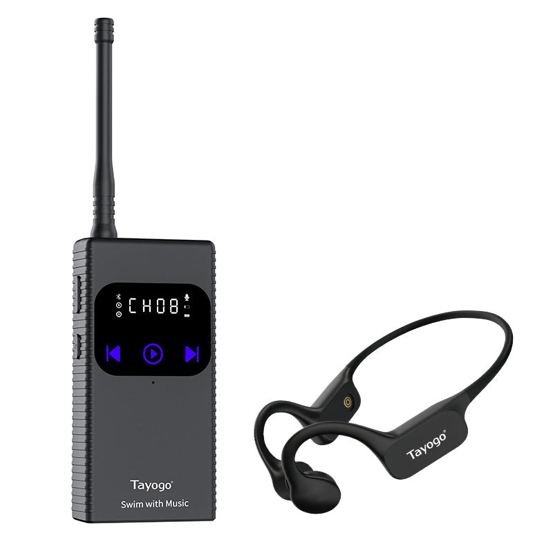 Stream Music Combo - Wireless Transmitter + Waterproof Premium Bone Conduction Headphones Bluetooth & Receiver(Silicon Version)