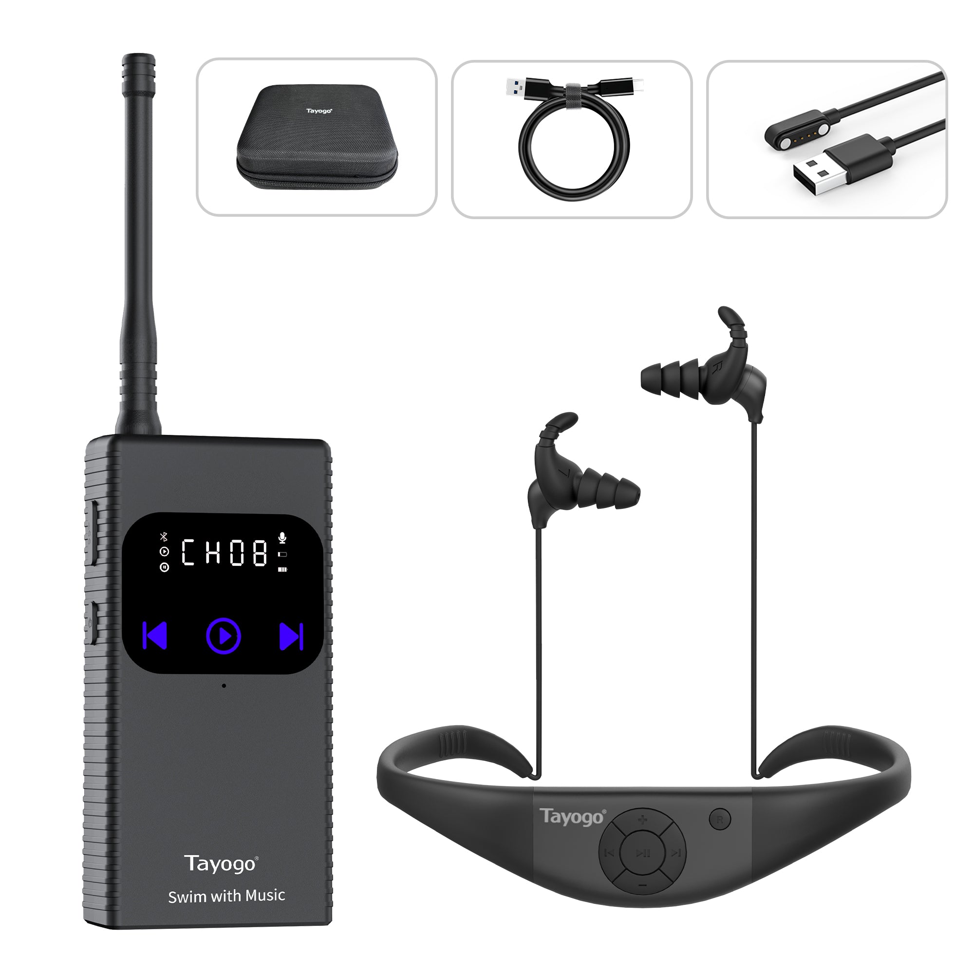 Stream Music Combo - T6 Transmitter + W18 Aquasound Pro Swimming Headphones