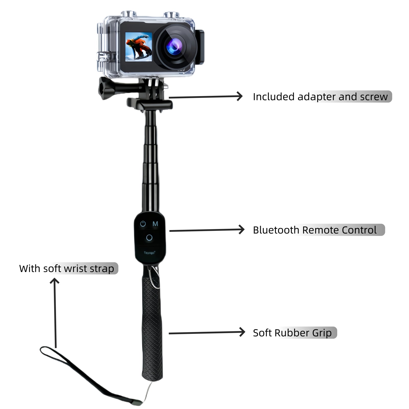 Tayogo T05 ダイビング自撮り棒、水中Bluetoothリモートコントロール、GoPro Heroと互換性あり