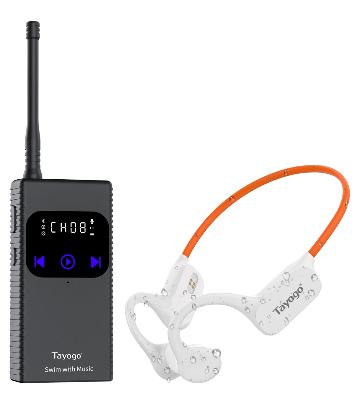 Stream Music Combo - Wireless Transmitter + Waterproof Bone Conduction Headphones Bluetooth & Receiver(Plastic Version)