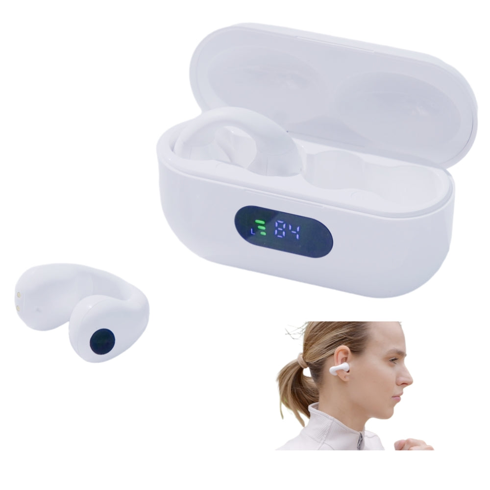 Tayogo Clip-On Open Ear Headphones Wireless Bluetooth 5.3 Earbuds,Ear Clip Earbuds 80 Hours Playtime with Charging Case,IPX4 Waterproof Earphones Sport Cycling Running Work