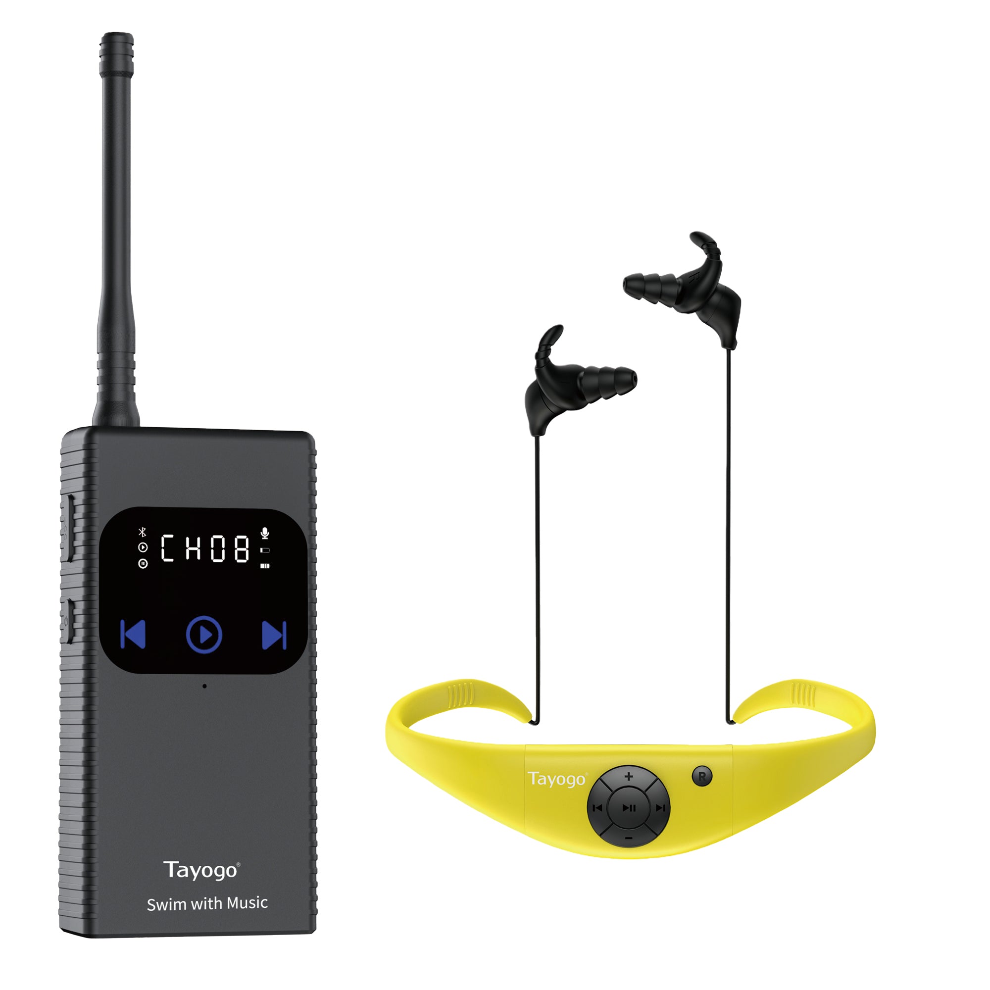 Stream Music Combo - Tayogo T6+W18 Swim Music Combo – Waterproof Swimming MP3 Player + Bluetooth Transmitter | No Need to Download Music, Support Spotify, Swim with Your Stream APP