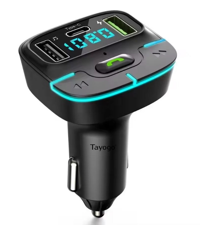 Tayogo Dual Usb Type C PD 20w Fm Transmitter Fast Charging Charger Car mp3 Player Handsfree Car Kit Car