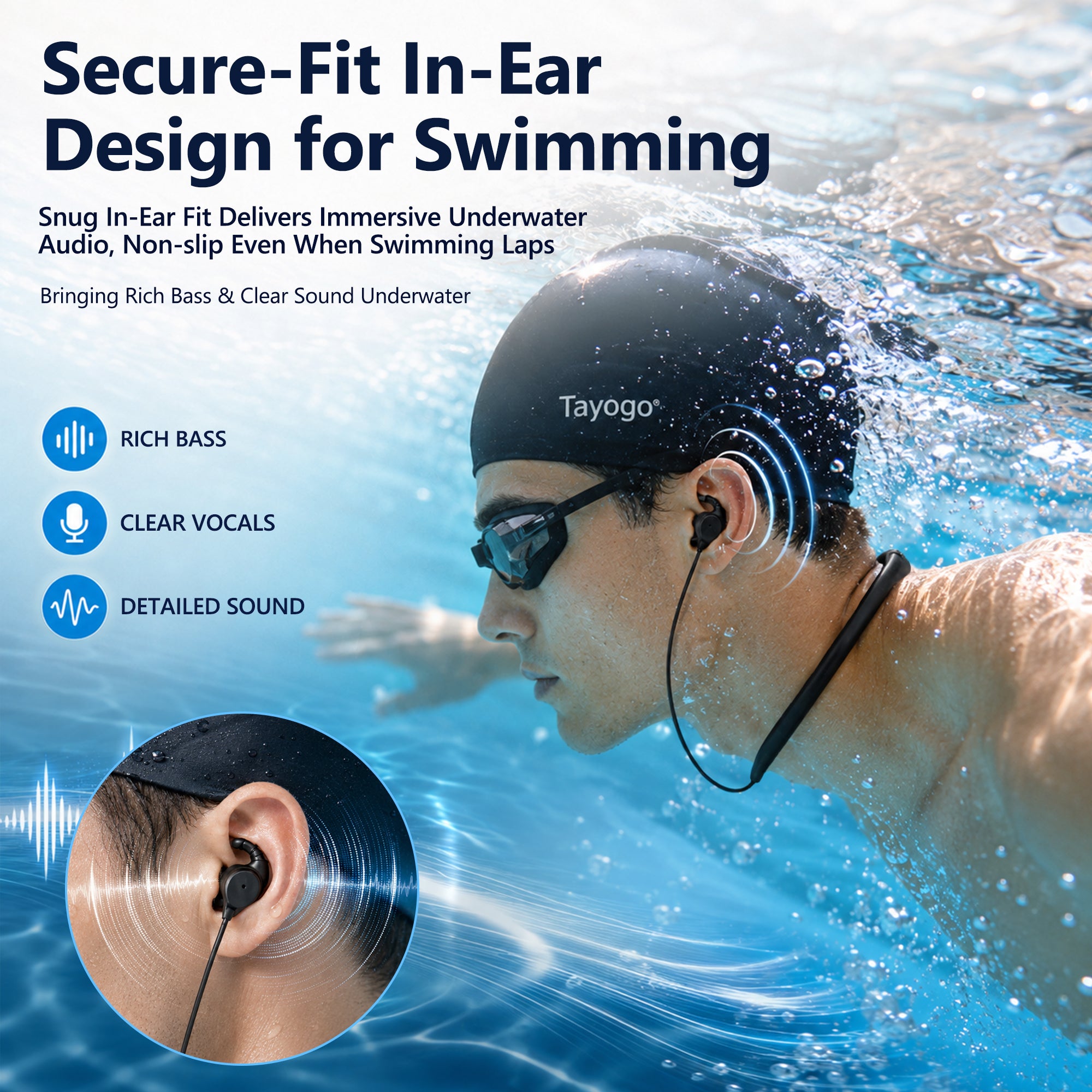 Tayogo W18 AquaSound Pro 4-in-1 In-Ear Swimming Headphones
