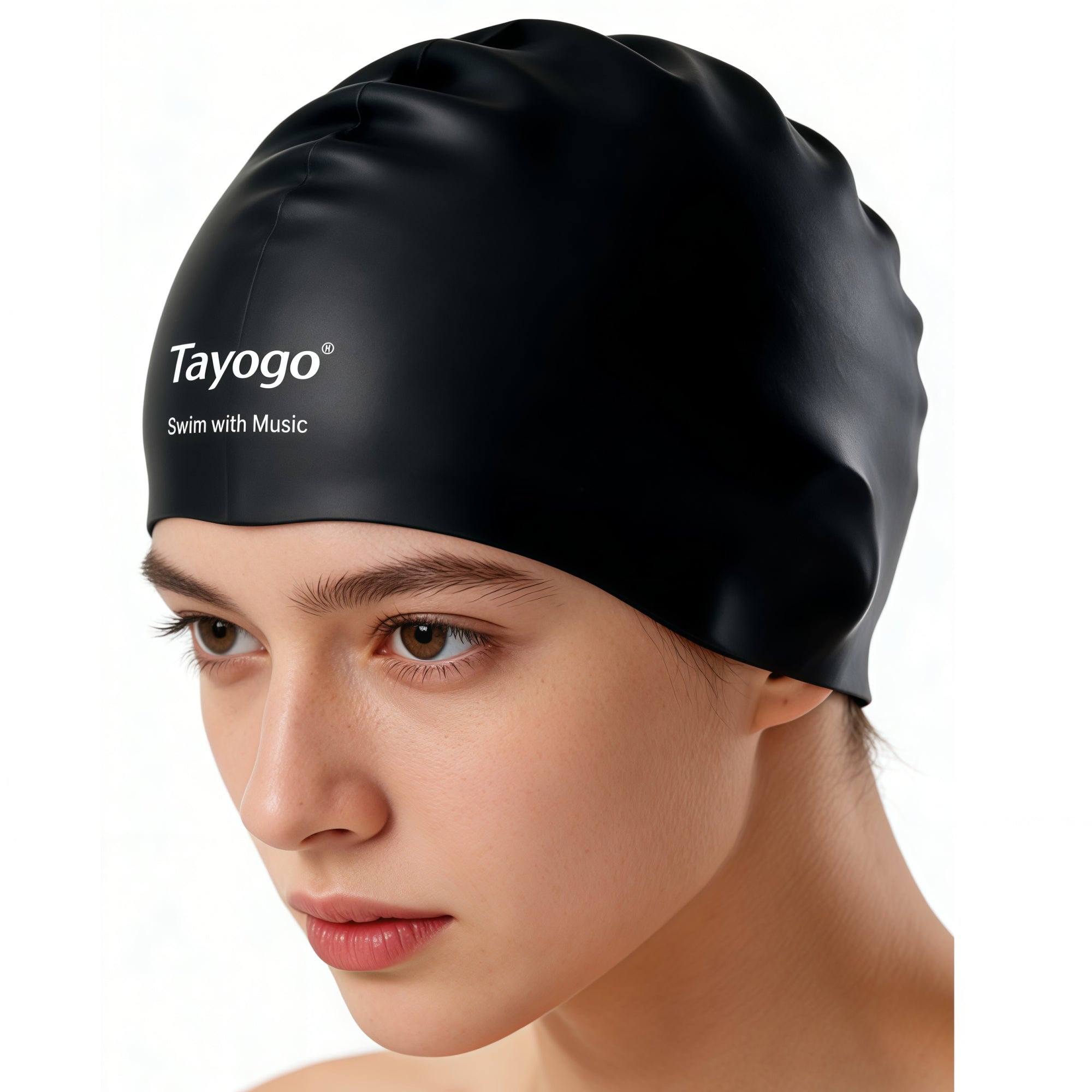 Tayogo Silicone Swim Cap - Waterproof Ear Protection Swim Hat for Long/Thick Hair, Unisex for Adults Men Women