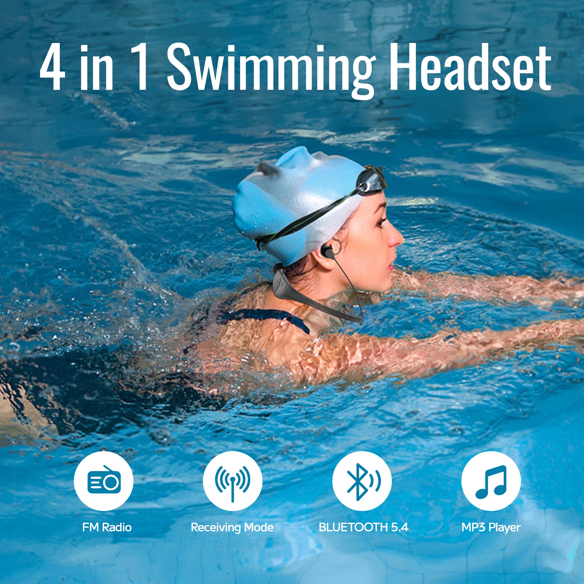 Stream Music Combo - Tayogo T6+W18 Swim Music Combo – Waterproof Swimming MP3 Player + Bluetooth Transmitter | No Need to Download Music, Support Spotify, Swim with Your Stream APP