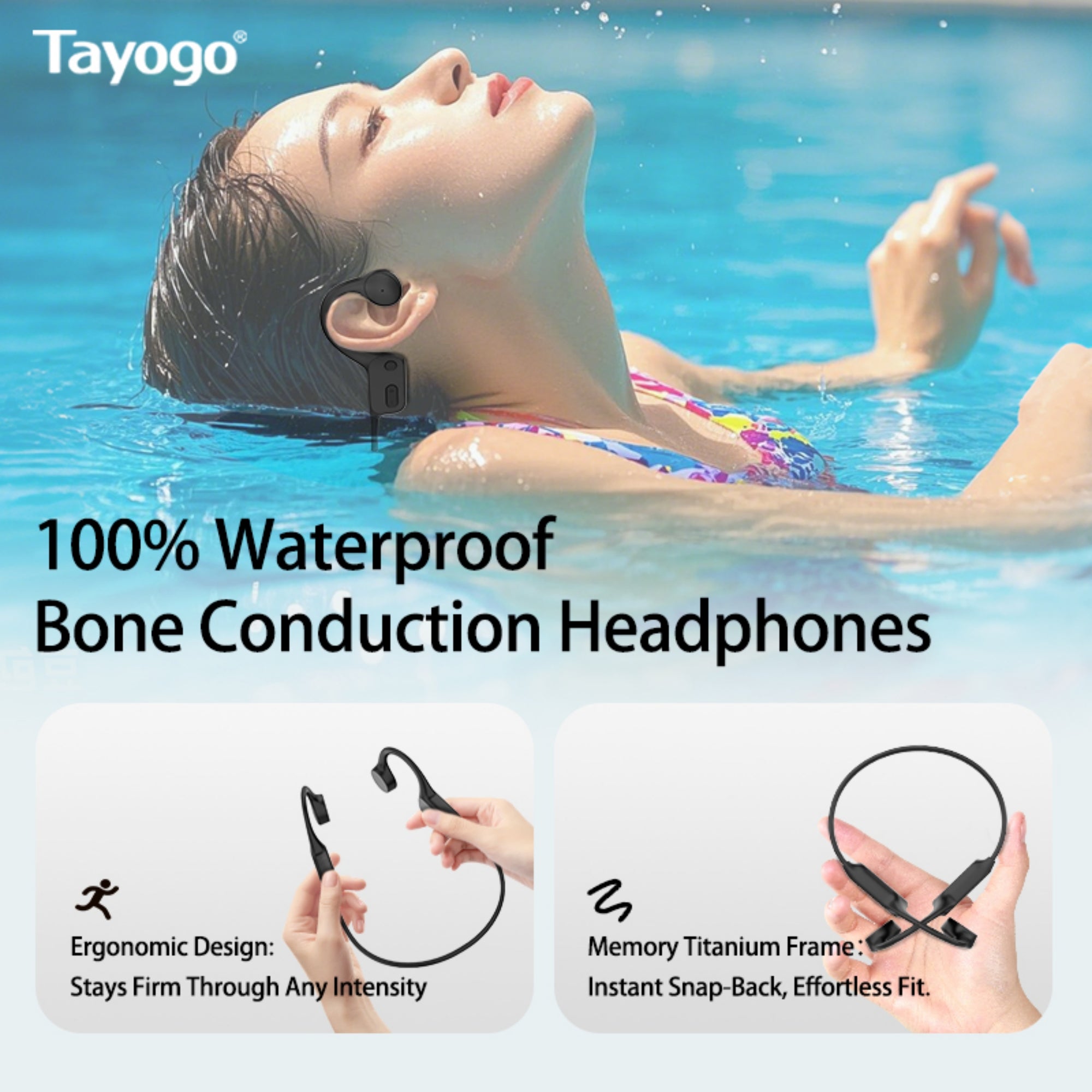 Stream Music Combo - Wireless Transmitter + Waterproof  Bone Conduction Headphones Bluetooth & Receiver(Plastic Version)