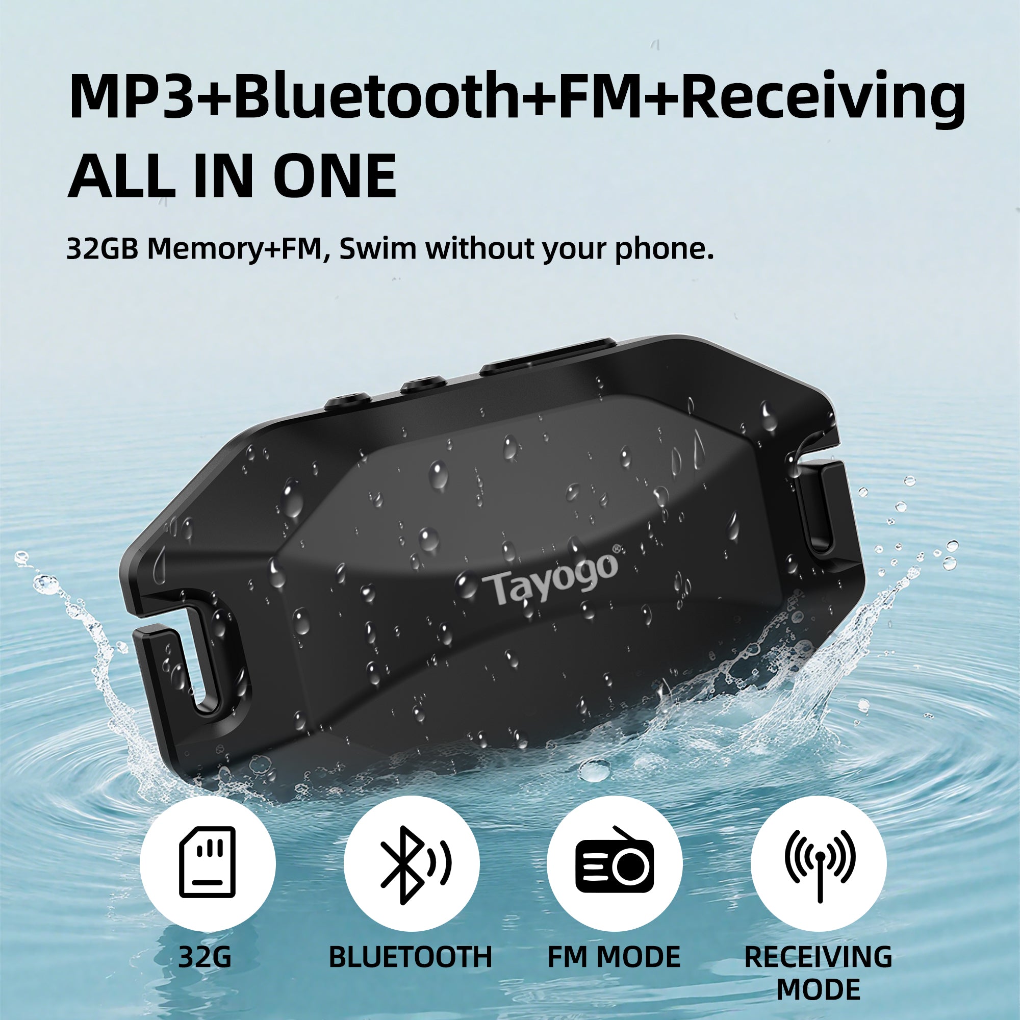 Tayogo W24 ROCK PRO + T6 Transmitter SwimMusic Combo – Waterproof Bone Conduction Headphones for Swimming