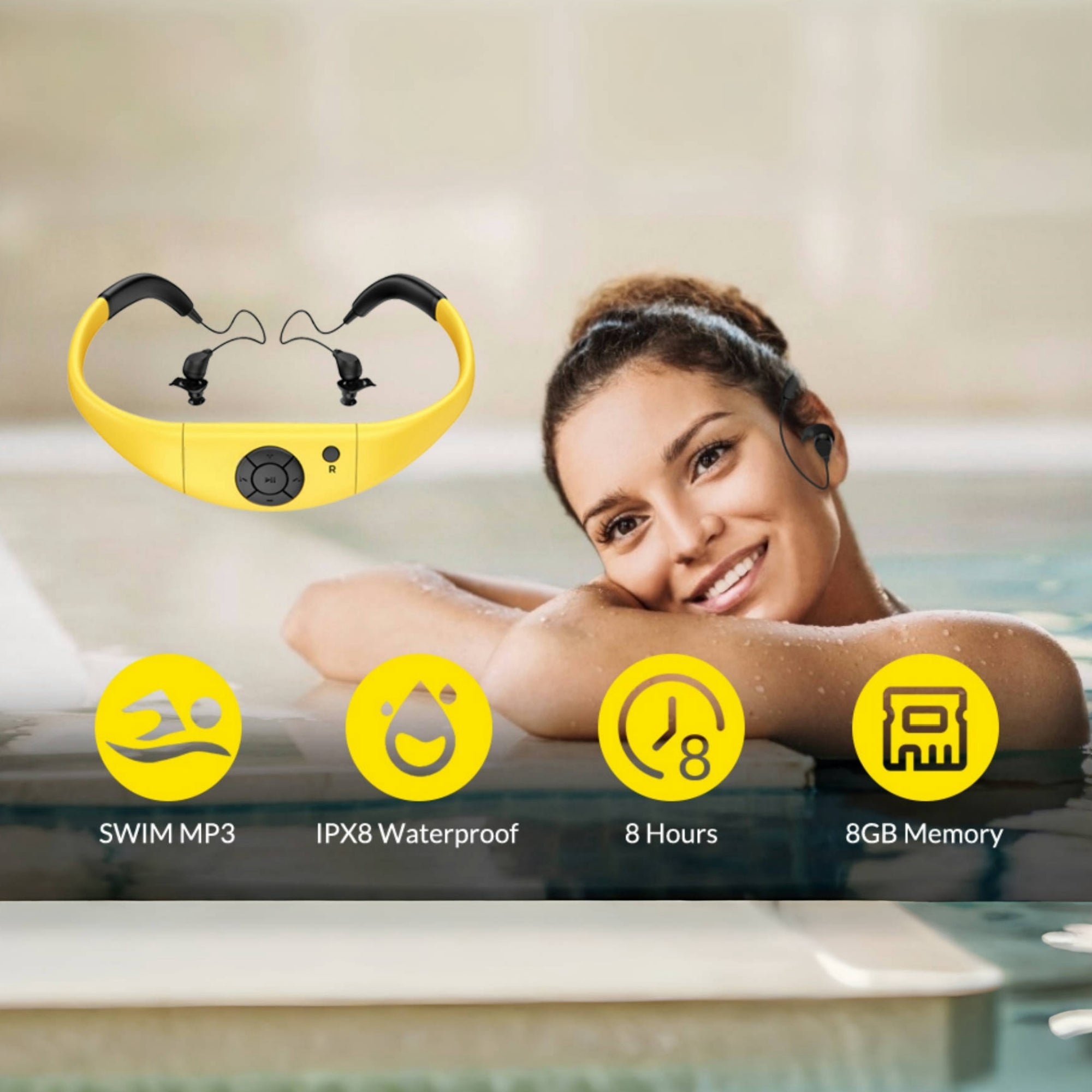 Tayogo W8 Waterproof MP3 Player with 8GB storage for Swimming