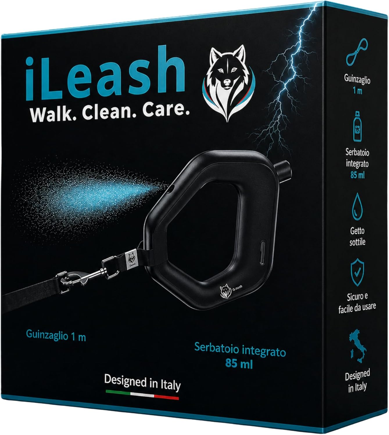 Dog Leash with Built-in Sprayer – Instantly Rinse Dog Pee During Walks, 85ml Water Tank, Rope Leash Included, No Water Bottles Needed, Patented Solution
