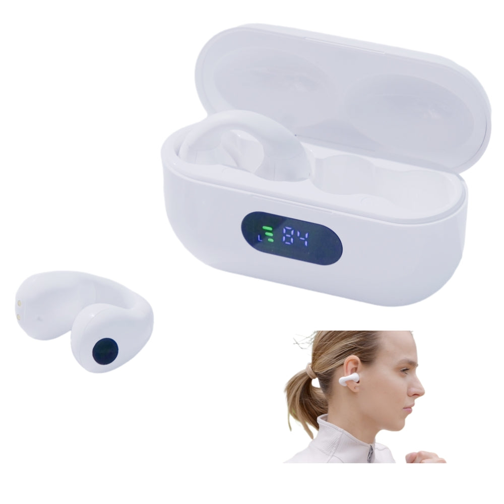 Tayogo Écouteurs à Clip Ouverts sans Fil Bluetooth 5.3, Écouteurs à Clip d'oreille 80 Heures de Lecture avec étui de Charge, écouteurs étanches IPX4 Sport Cyclisme Course à Pied Travail 