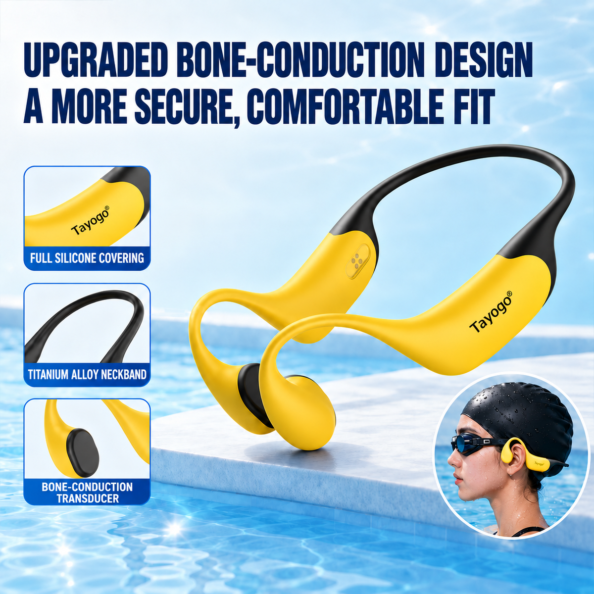 Tayogo T6 + W23 Stream Swimming Headphones | Spotify & Audible