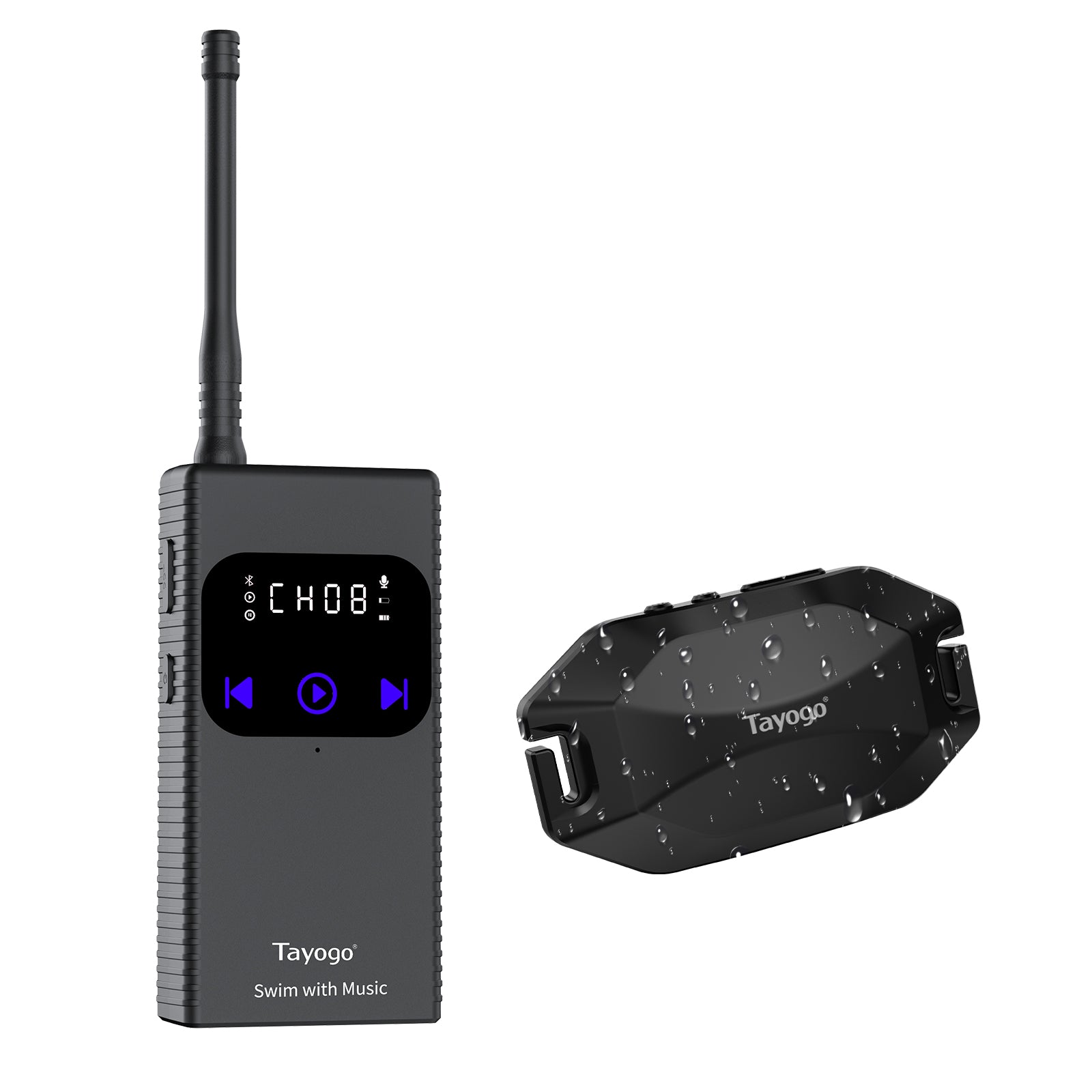 Tayogo T6 transmitter and W24 patented bone conduction swimming headphones combo for underwater Spotify streaming