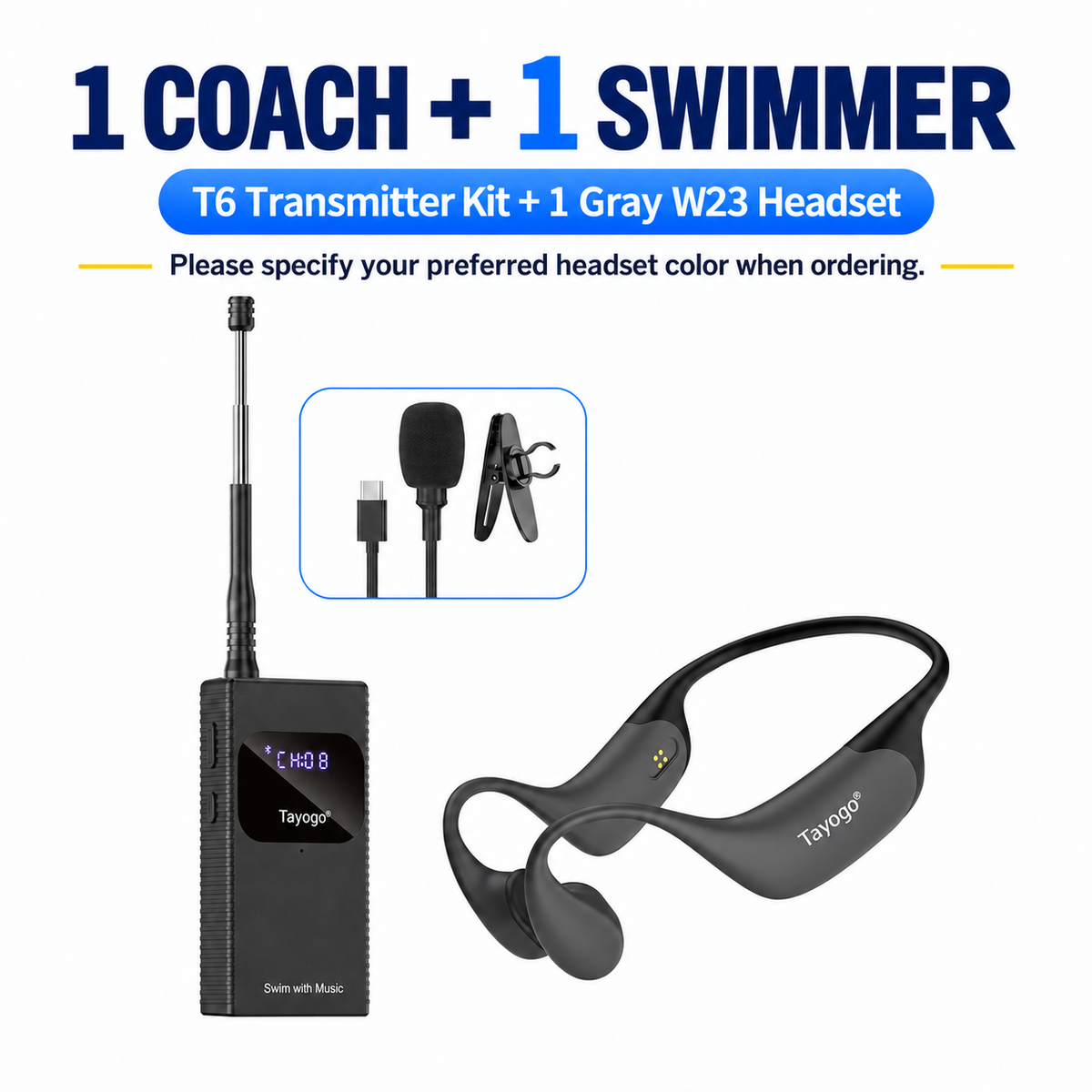 Tayogo T6 + W23 Swim Coach Communicator | Real-Time FM Coaching System