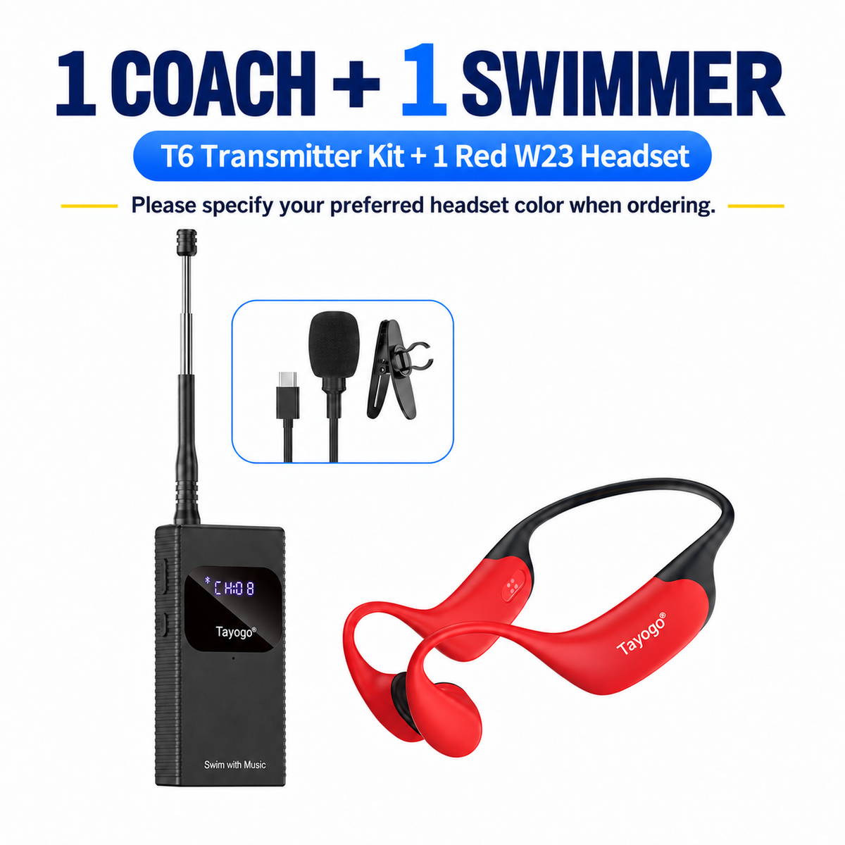 Tayogo T6 + W23 Swim Coach Communicator | Real-Time FM Coaching System