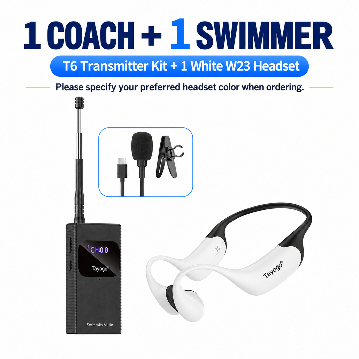 Tayogo T6 + W23 Swim Coach Communicator | Real-Time FM Coaching System