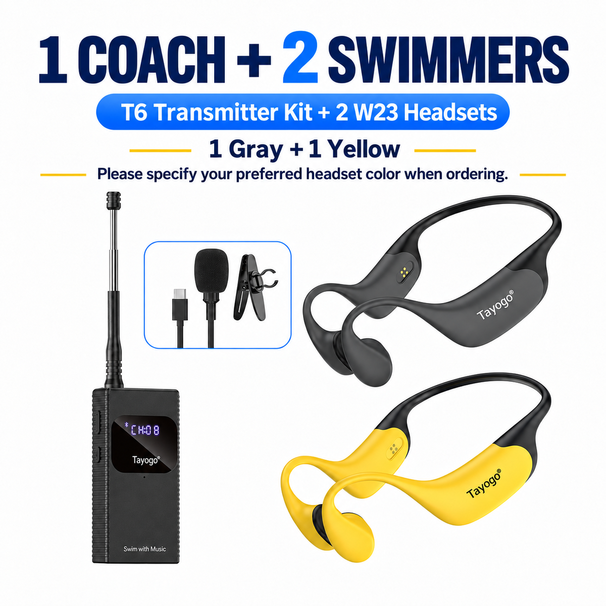 Tayogo T6 + W23 Swim Coach Communicator | Real-Time FM Coaching System