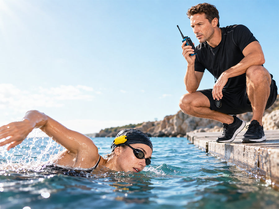 Coach communication for open-water swimming