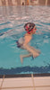 Artistic swimming pool practice with English titles and captions