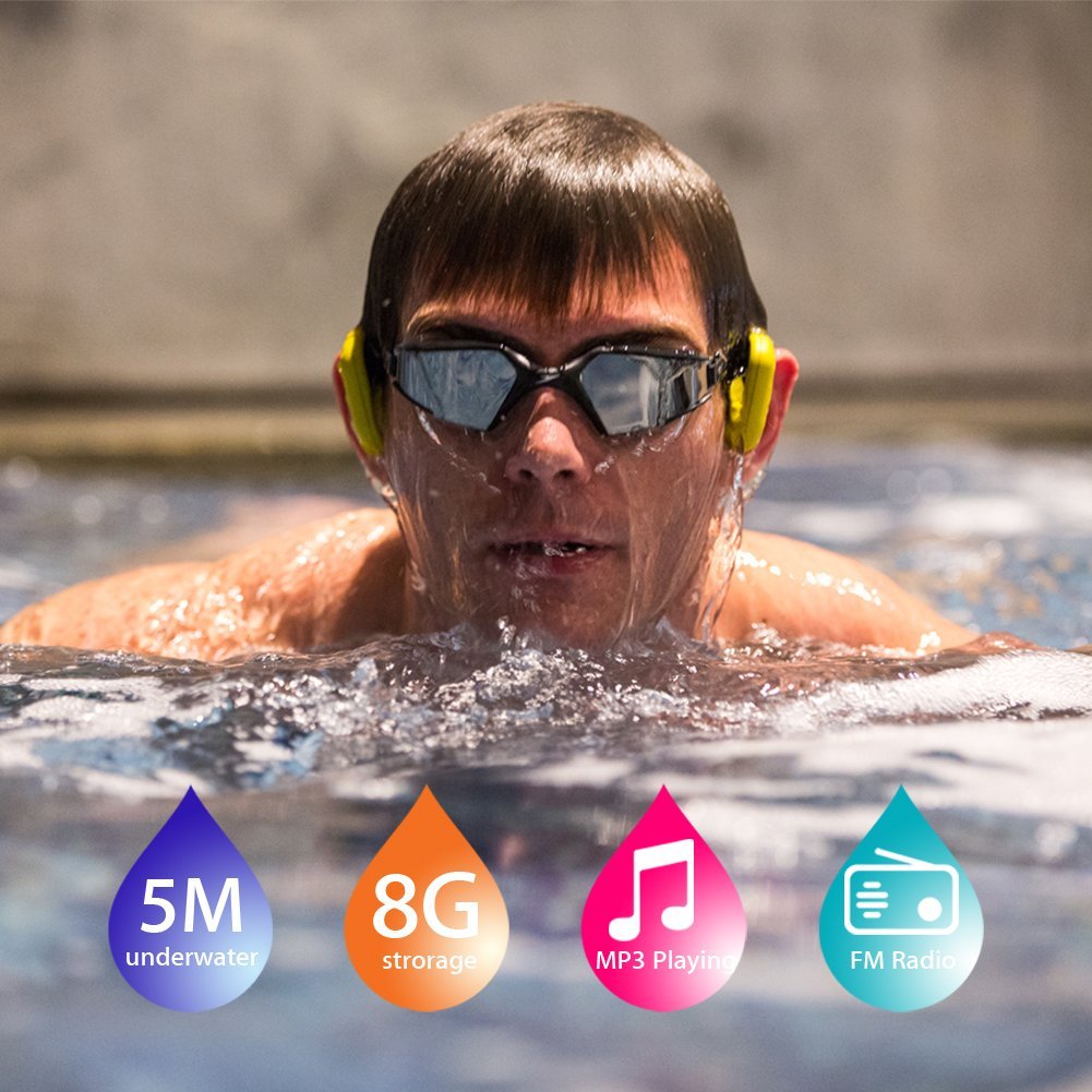 Tayogo Bone Conduction Waterproof Mp3 Player 8GB with FM - waterpoof mp3 player;swimming headphone;bone conduction headphone;bone conduction bluetooth;tayogo
