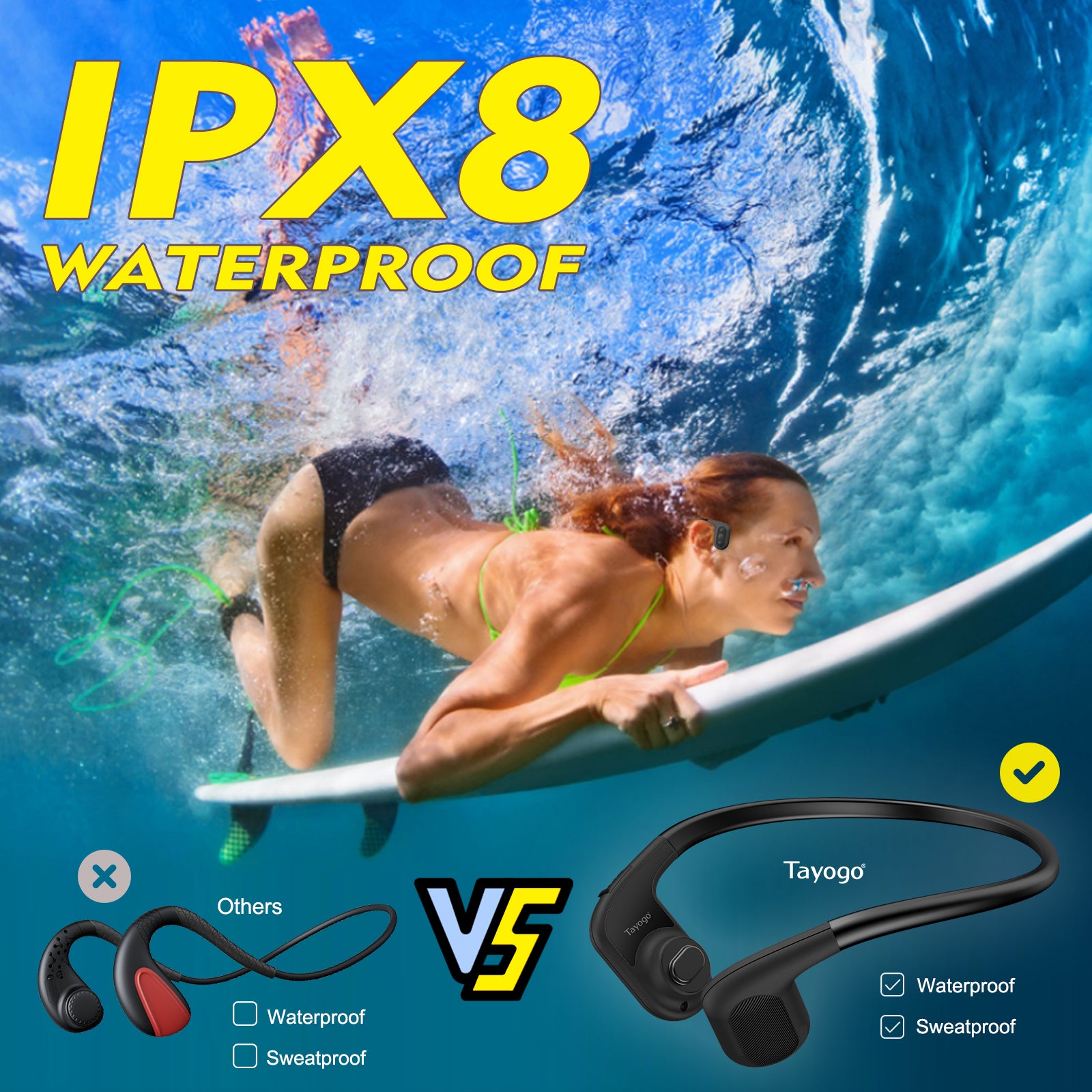 Bone Bonduction Waterproof Swimming mp3, Include FM Radio-W01