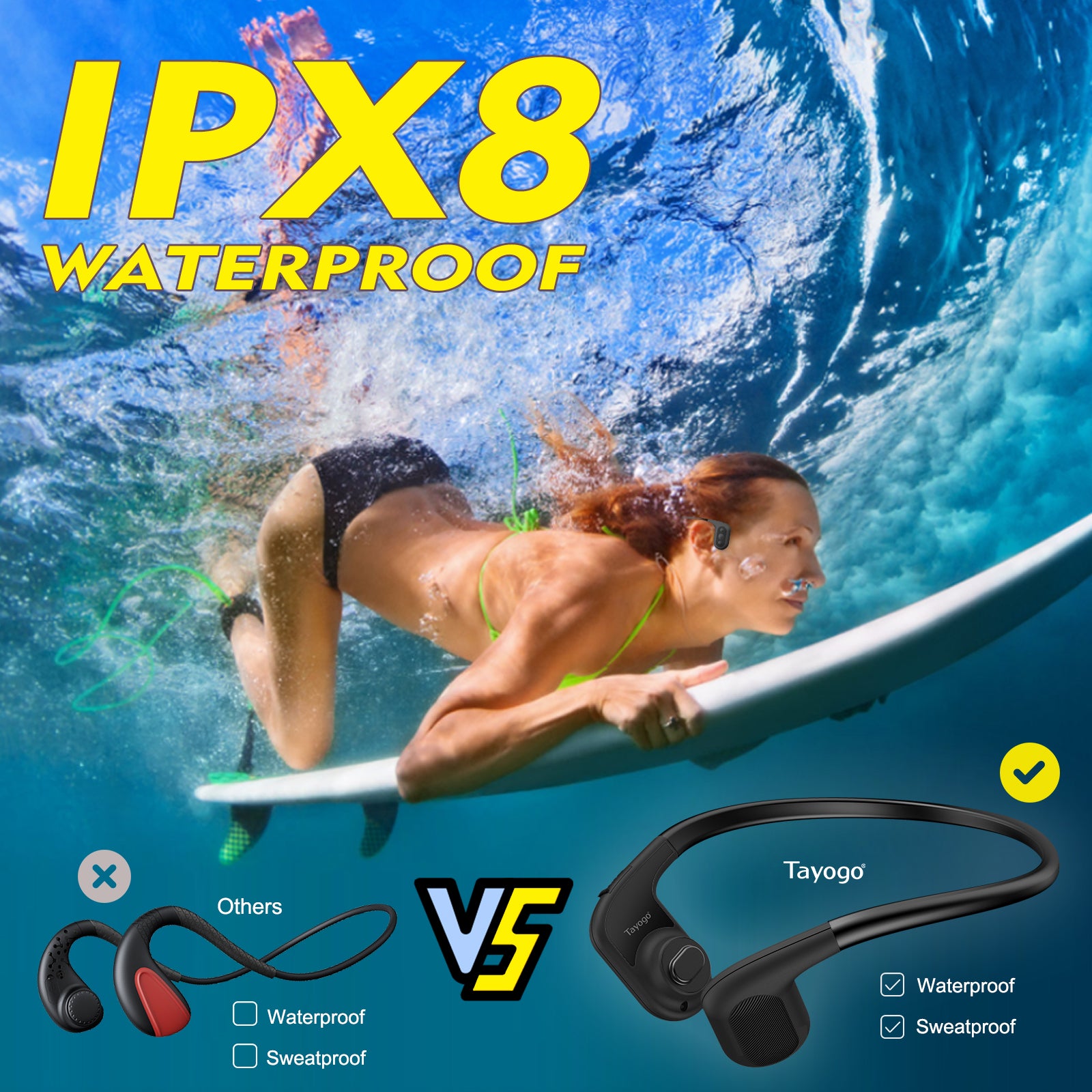 Tayogo W12 HIFI Swimming Headset Music Player with Bluetooth FM Radio  Pedometer IPX8 Waterproof Headphone Sports Mp3