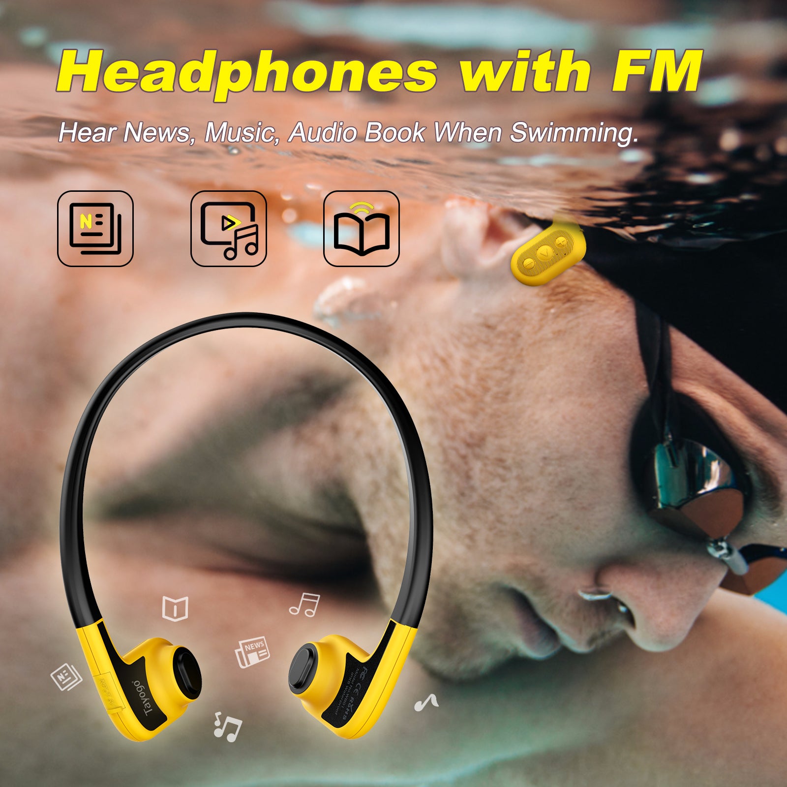 Bone Bonduction Waterproof Swimming mp3, Include FM Radio-W01