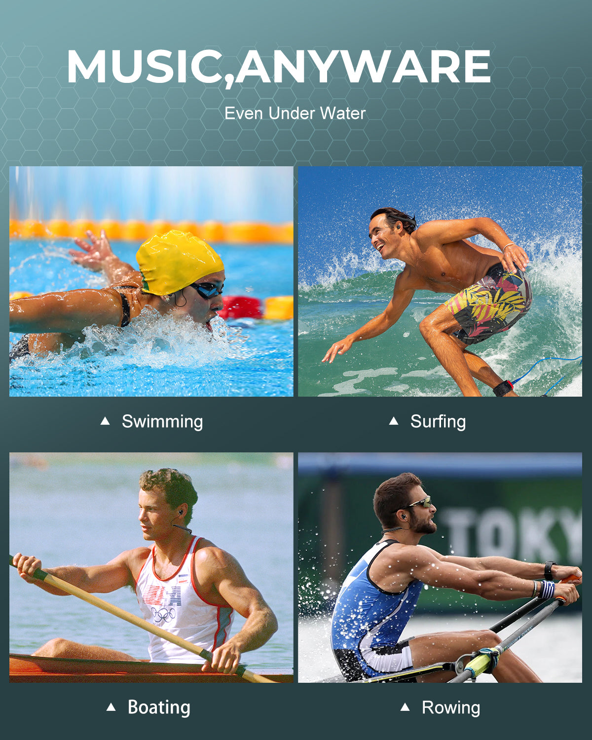 8GB Waterproof MP3 Music Player FM Radio Underwater Swimming With Headphone