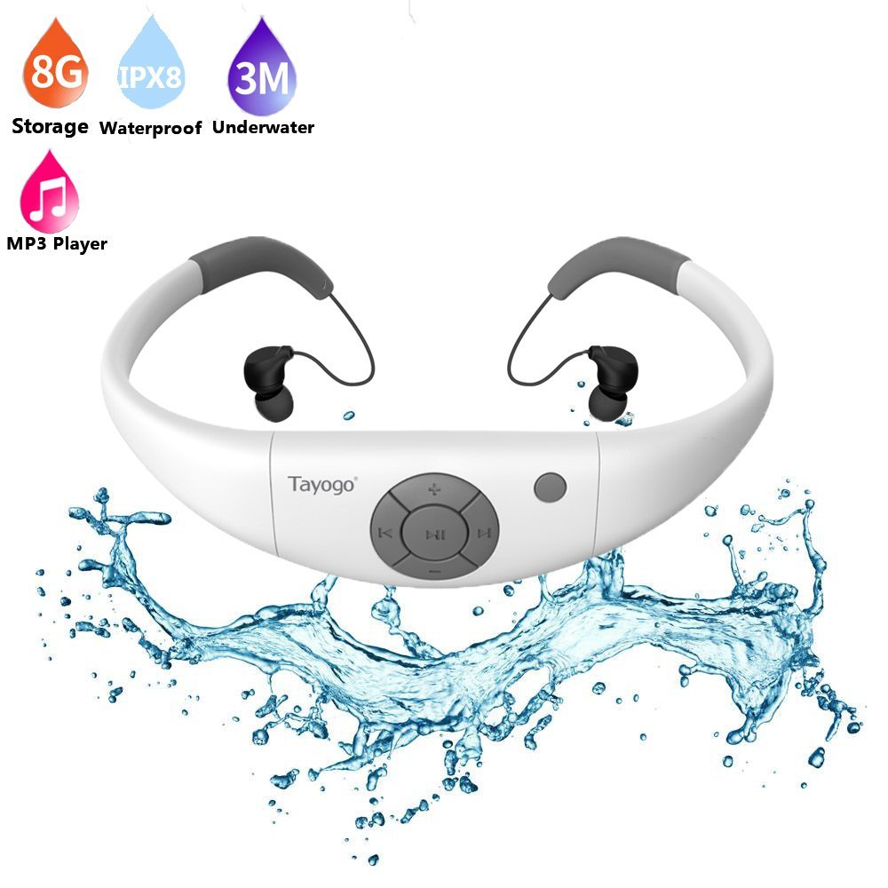 Tayogo Upgraded Waterproof MP3 Player - 8GB Memory, Magnetic Charging